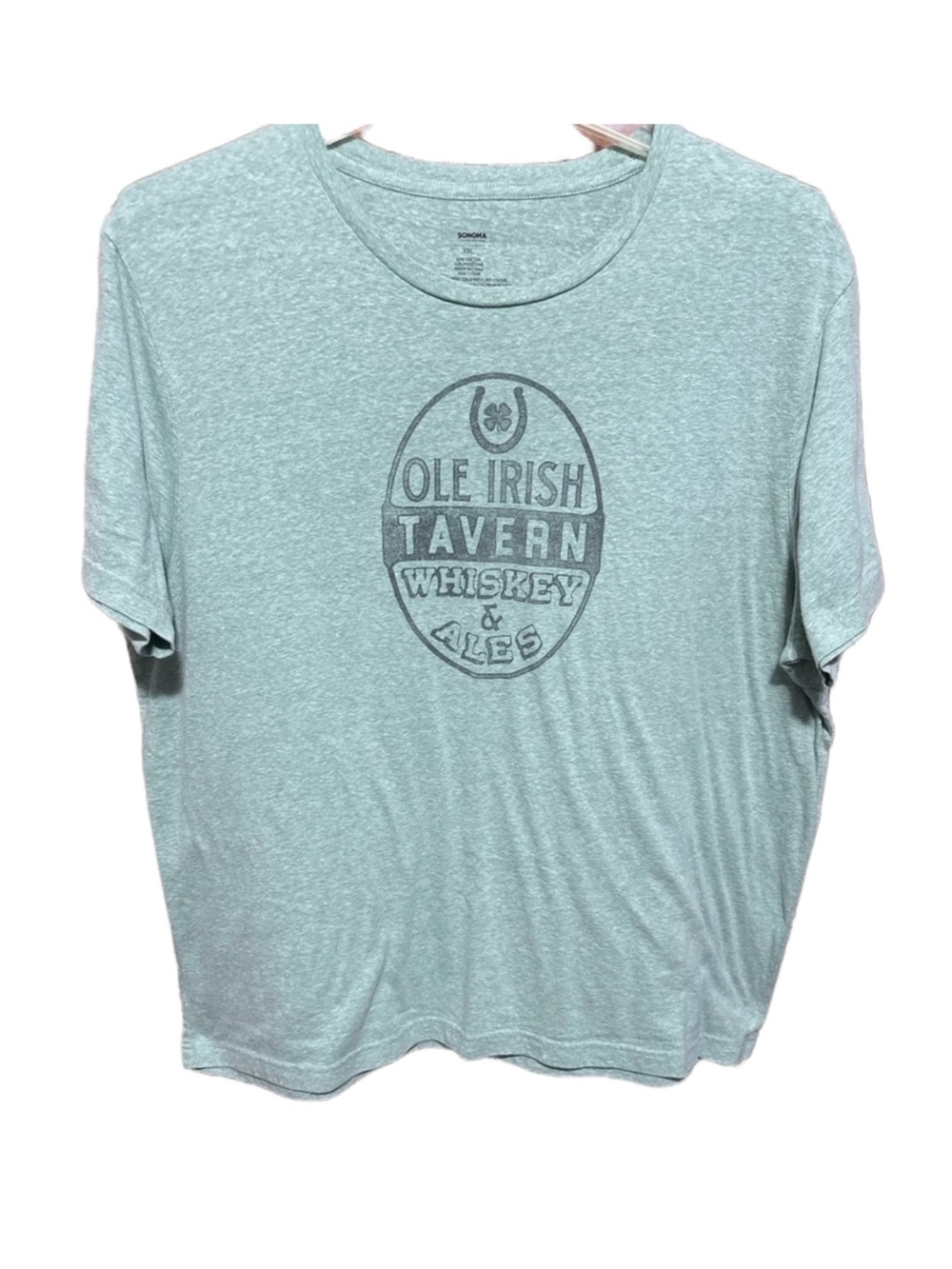 Men’s 2XL Sonoma Heather Green T-Shirt with Irish Tavern, Whisky & Ales Graphic
